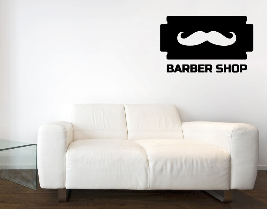 Vinyl Decal Wall Sticker Logo Barber Shop Moustache Haircut Shaves Unique Gift (n1566)