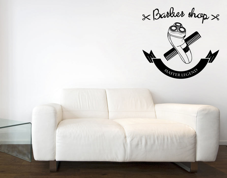 Wall Vinyl Decal Sticker Barber Shop Logo Moustache Haircut Shaves Unique Gift (n1568)