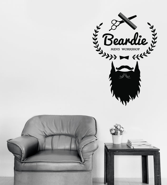 Wall Vinyl Decal Sticker Barber Shop Logo Moustache Haircut Shaves Unique Gift (n1569)