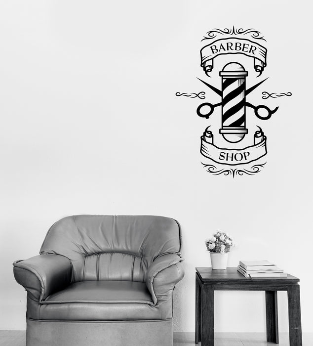 Wall Vinyl Decal Sticker Barber Shop Tools Haircut Shaves Logo Unique Gift (n1590)