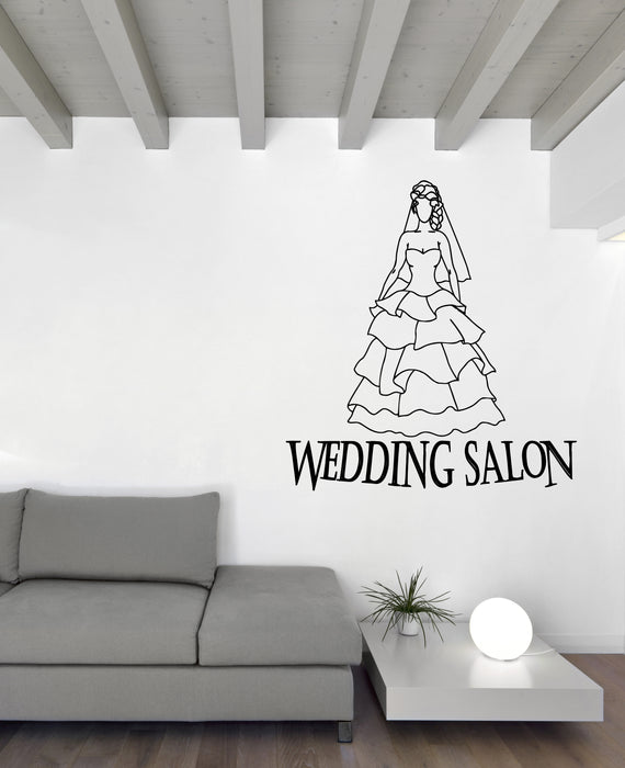 Wall Vinyl Decal Wedding Salon Logo Beatiful Bride Symbol Love Unique Gift (n1758)