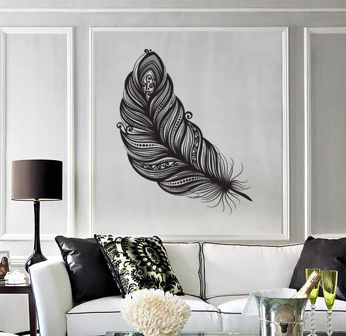 Wall Vinyl Sticker Decal Abstract Bird Feather Bedroom Decor Unique Gift (n1889)