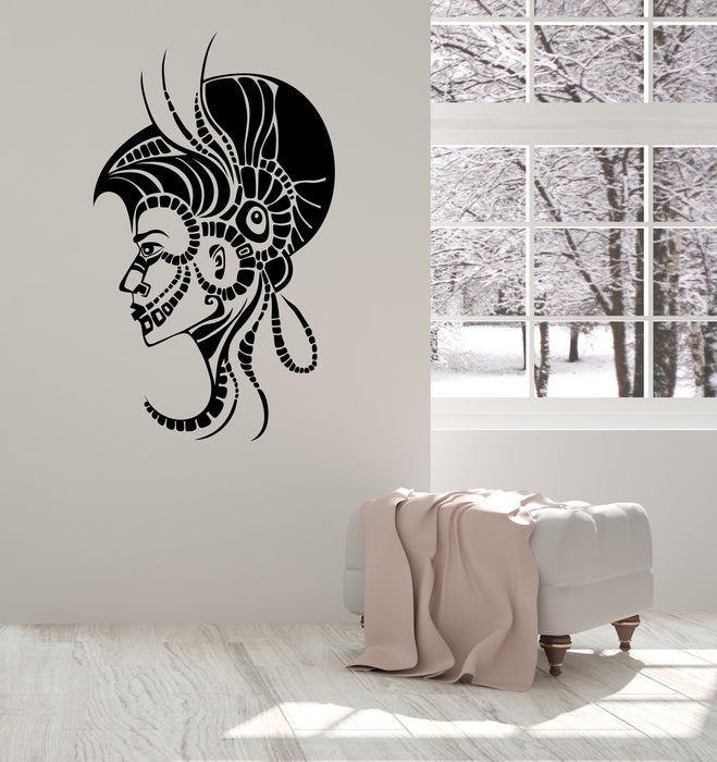 Vinyl Wall Decal Amazing Beauty Girl with Tattoo in Indigenous Style Unique Gift (n1426)
