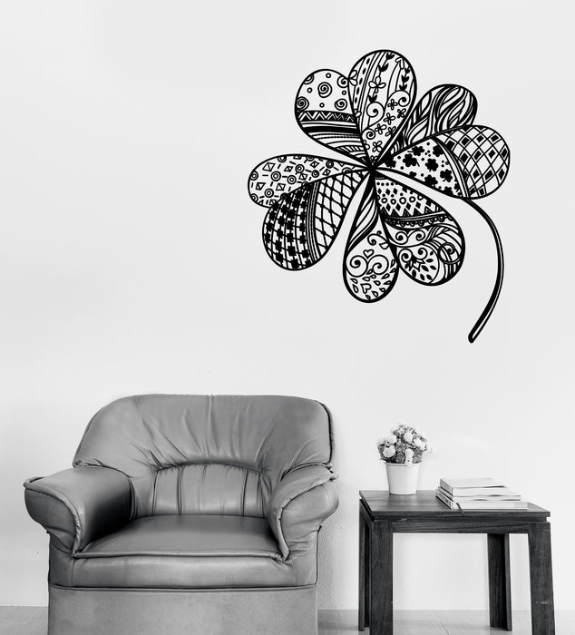 Vinyl Wall Decal Sticker Beautiful Clover Leaf with Various Patterns Unique Gift (n1364)