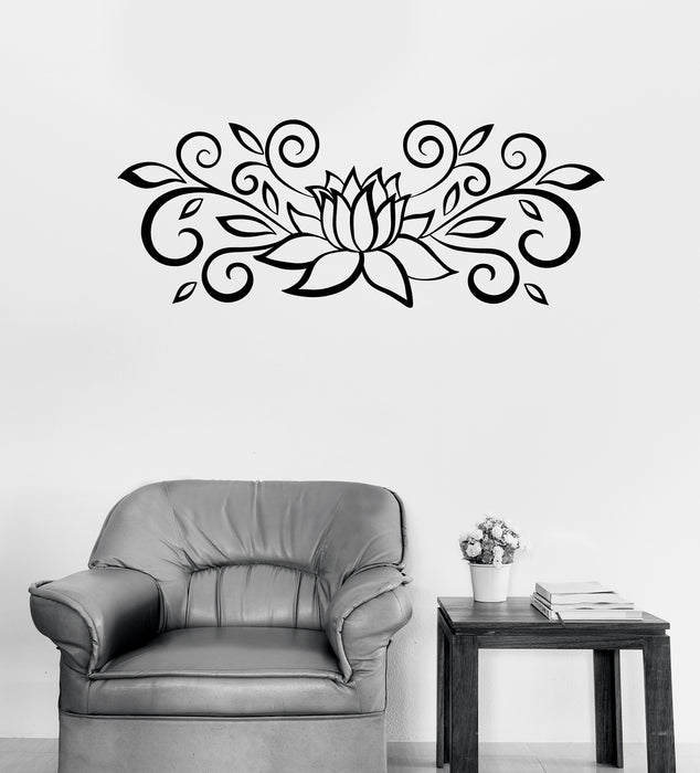 Wall Vinyl Decal Leaves and Flourishes Beautiful Flower Lotus Unique Gift (n1773)