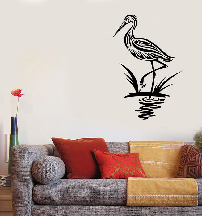 Wall Vinyl Decal Sticker Bird Heron Fast Beak Birdhouse Reeds Swamp Unique Gift (n1880)