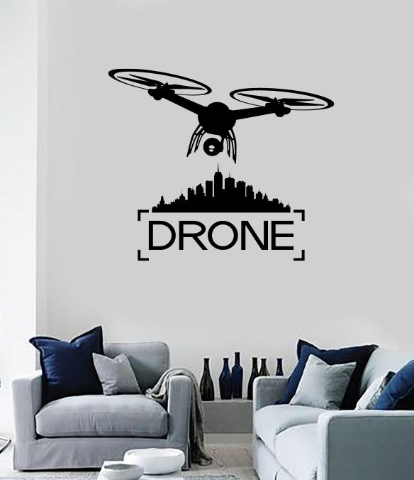 Wall Vinyl Decal Sticker CCTV Flying Zone Drone Quadcopter Unique Gift (n1719)