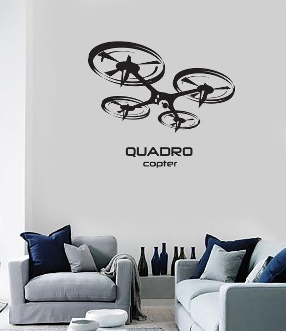 Wall Vinyl Decal Stickers CCTV Flying Zone Quadcopter Drone Unique Gift (n1720)