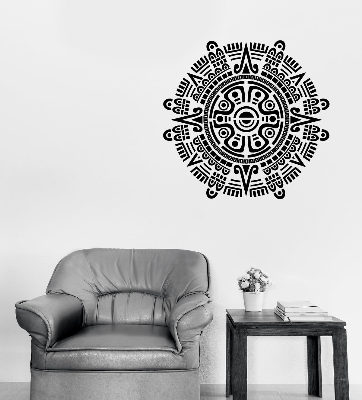 Mayan Design Sticker Wall Vinyl Decal Sticker Circle Ancient Mayan Calendar Mural Decor Uni ...
