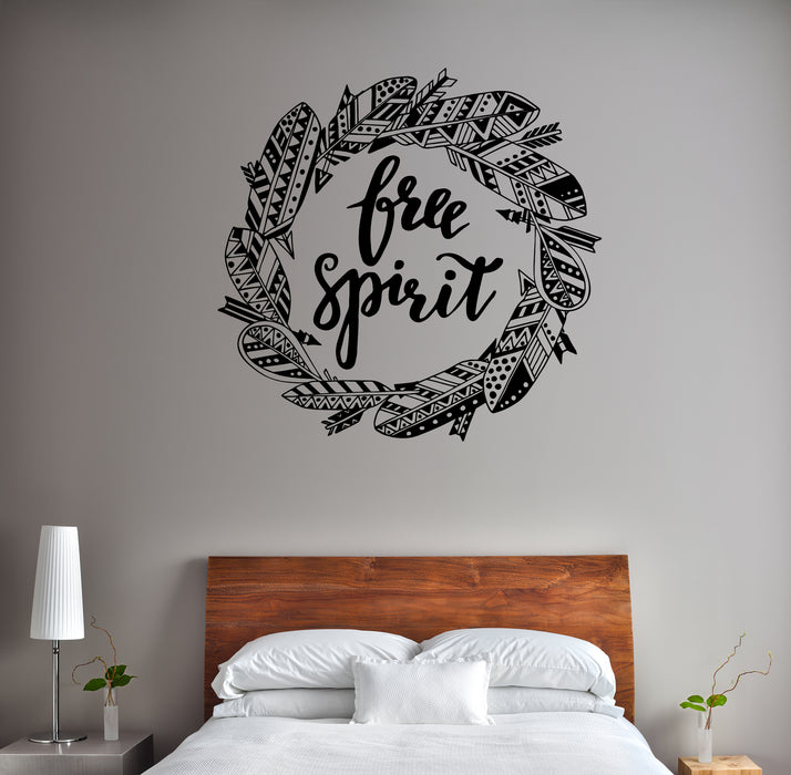 Vinyl Wall Decal Circle Ornament Quote Free Spirit Feathers Arrows Unique Gift (n1657)