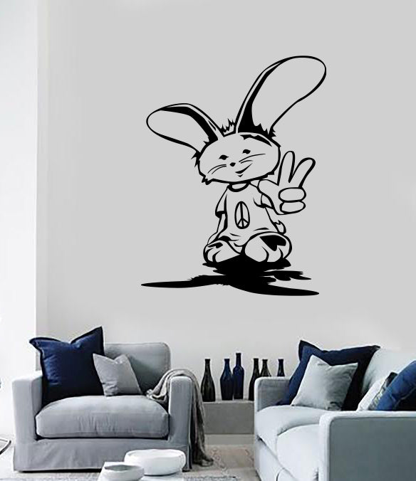 Wall Vinyl Decal Stickers Cute Peace Bunny Rabbit Animals Teens Room Unique Gift (n1655)