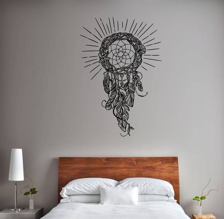 Wall Vinyl Decal Dreamcatcher Amulet Sea Style Feathers Shells Unique Gift (n1700)