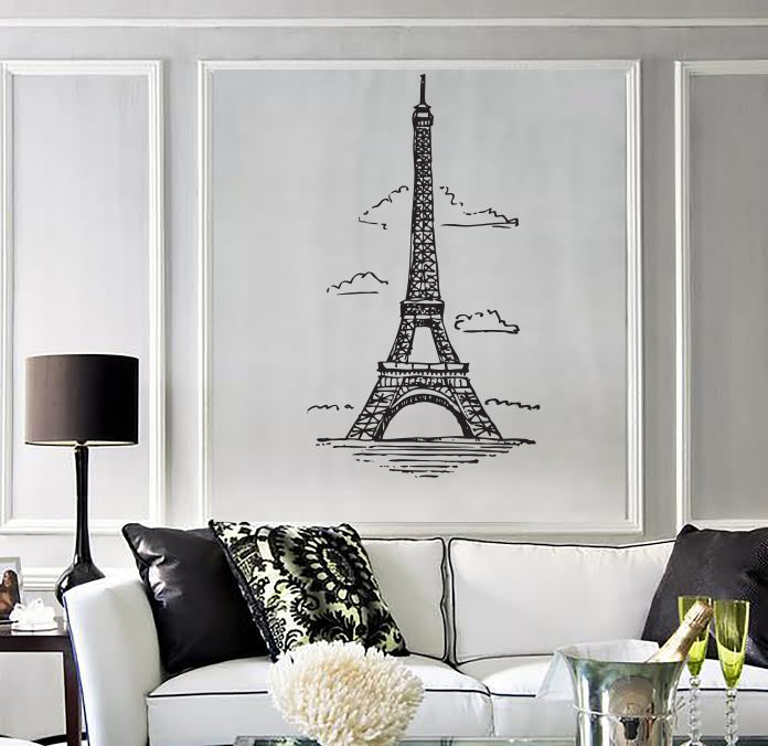 Wall Vinyl Decal Eiffel Tower Paris City Beautiful Building Decor Unique Gift (n1898)