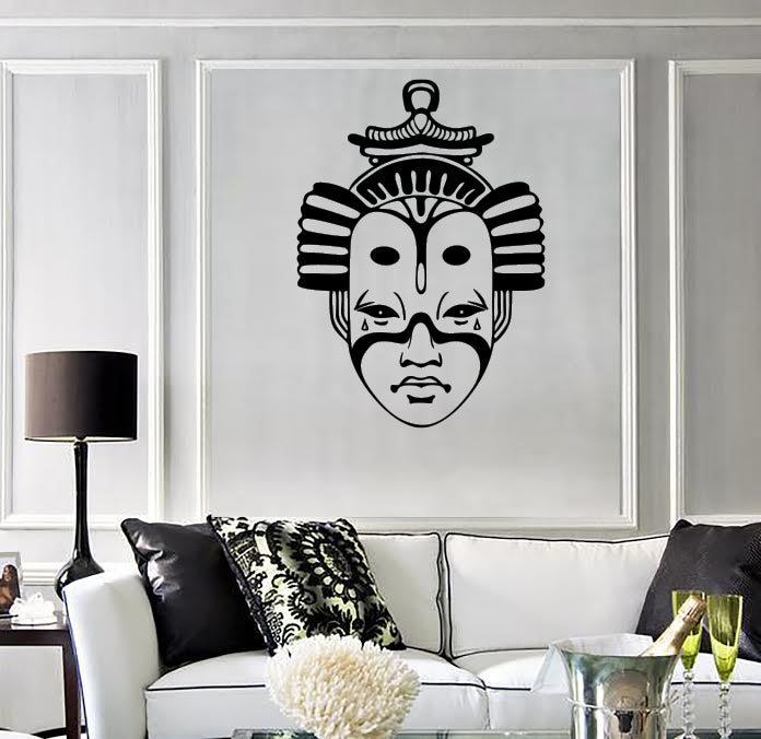 Wall Vinyl Decal Sticker Exotic Japanese Mask Tsure Noh Theatre Art Unique Gift (n1530)