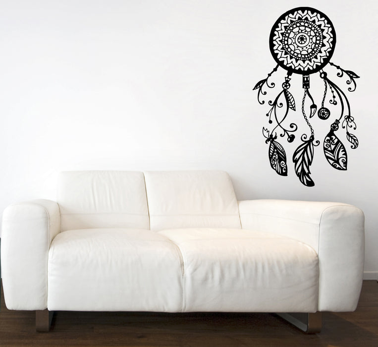 Vinyl Wall Decal Feathers Dreamcatcher Circle Ornament Talisman Unique Gift (n1843)
