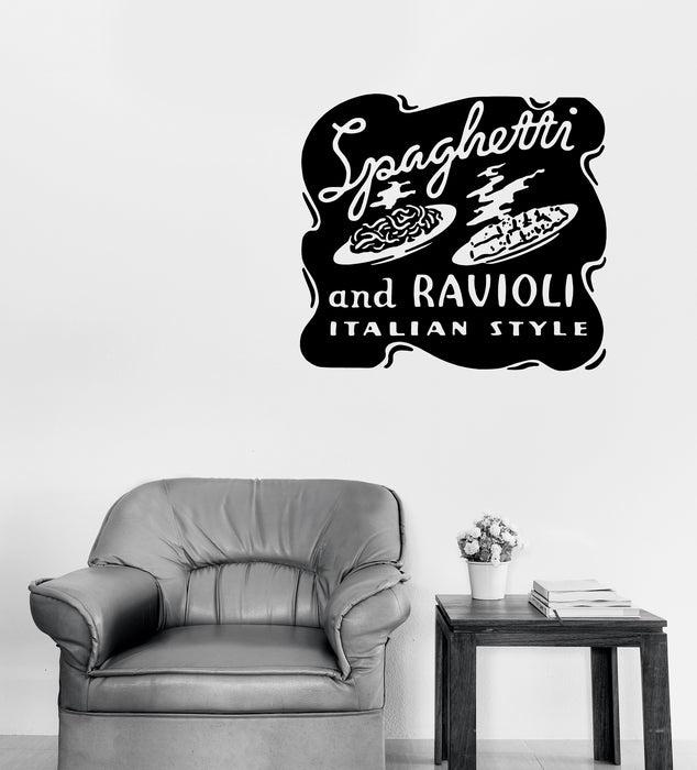 Wall Vinyl Decal Spaghetti And Ravioli Italian Food Restaurant Cafe Logo Unique Gift (n1818)