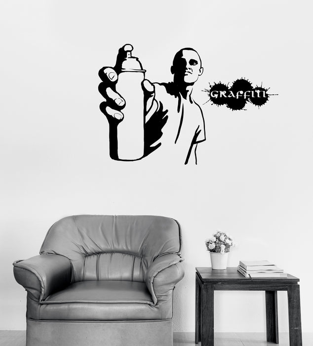 Vinyl Wall Decal Urban Graffiti Man Spray Street Art Picture Decor Unique Gift (n1877)