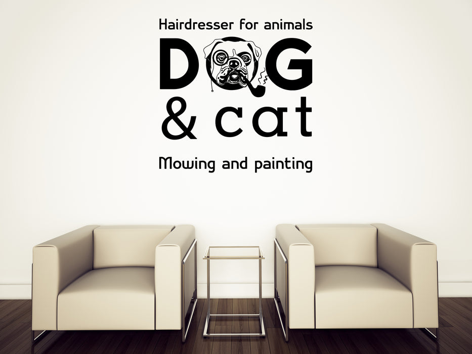 Wall Vinyl Decal Hair Salon for Animals Pet Dog Cat Grooming Logo Unique Gift (n1597)
