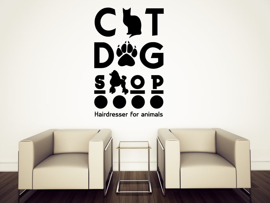 Vinyl Wall Decal Hair Salon for Animals Pet Dog Cat Grooming Logo Unique Gift (n1603)