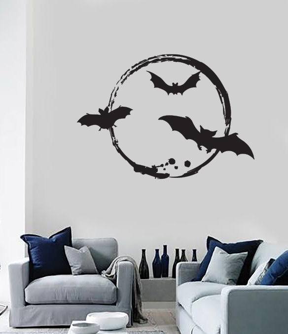 Wall Vinyl Decal Sticker Halloween Bats Strange Moon Circle Unique Gift (n1881)