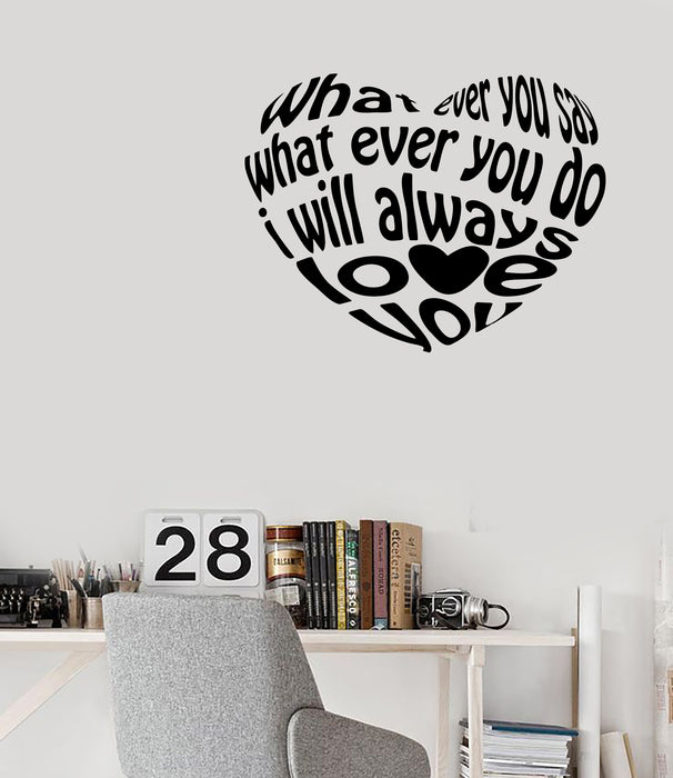 Wall Sticker Vinyl Decal Heart Shape Letters Quotes Word Phrase Unique Gift (n1454)