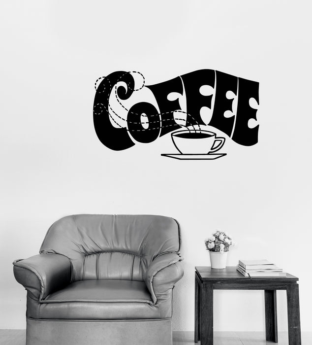 Vinyl Wall Decal Internet Cafe Coffee Wifi Free Zone Coffee Break Unique Gift (n1827)