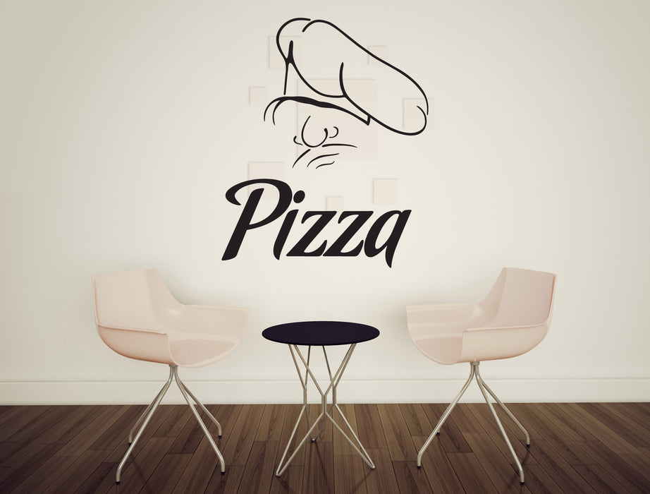 Wall Vinyl Decal Italian Chief-Cooker Pizzaiolo Hat Pizza Tasty Food Unique Gift (n1894)