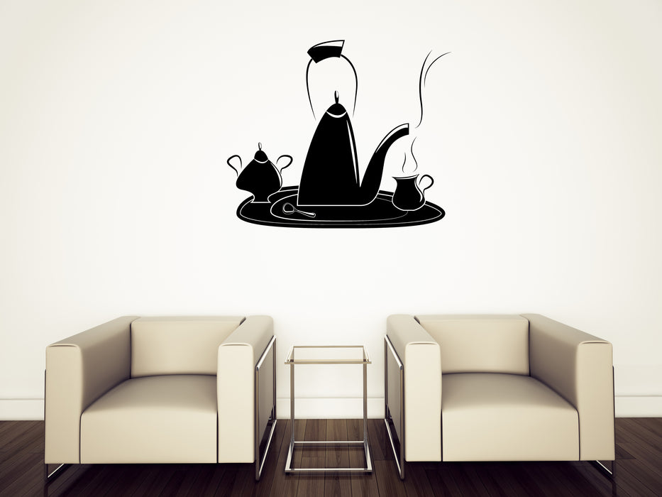 Wall Vinyl Decal Sticker Kettle Cup Tea Time Kitchen Dining Room Decor Unique Gift (n1537)