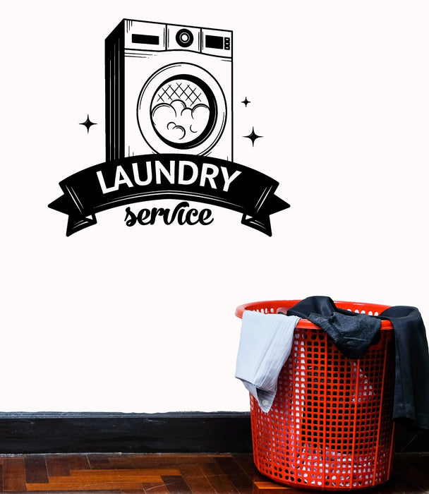 Wall Vinyl Decal Stickers Laundry Logo Cleaning Washing Mashine Dry Delivery Service Unique Gift (n1483)