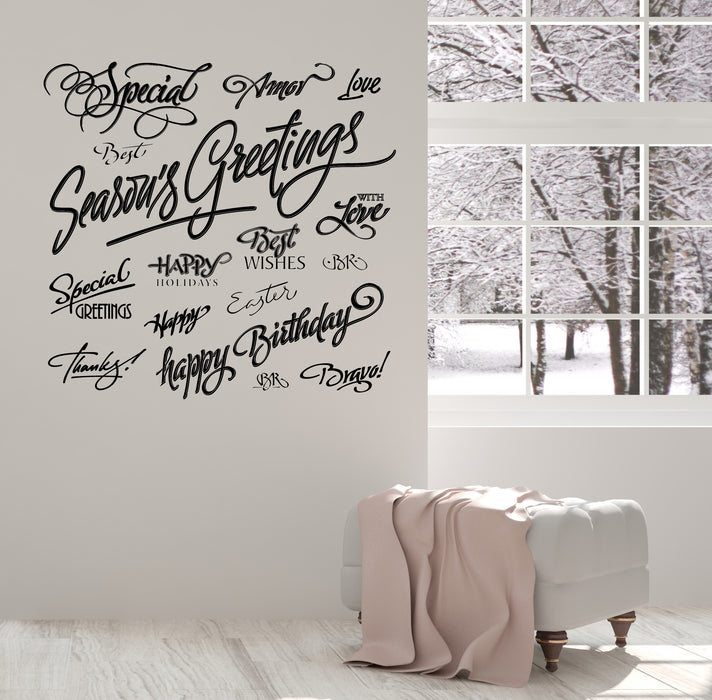 Wall Sticker Vinyl Decal Lettered Holiday Greetings Set Romantic Decor Unique Gift (n1450)