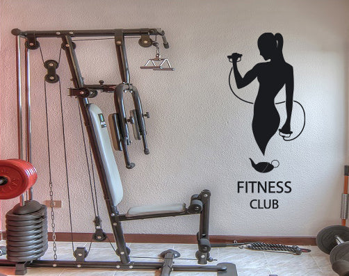 Wall Vinyl Decal Gym Bodybuilding Barbell Sports Fitness Woman Logo Unique Gift (n1883)