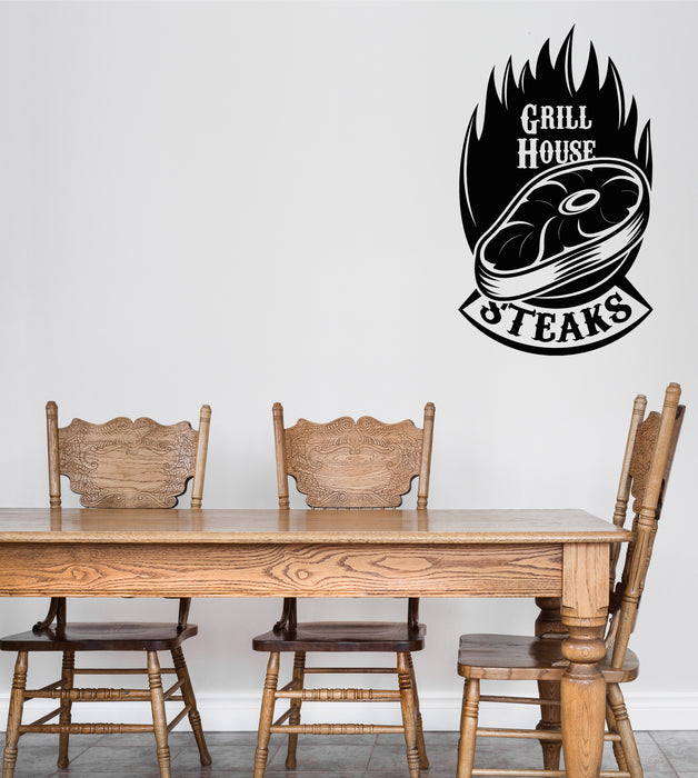 Vinyl Wall Decal Sticker Logo for Grilling Barbecue Beef Steak House Unique Gift (n1494)