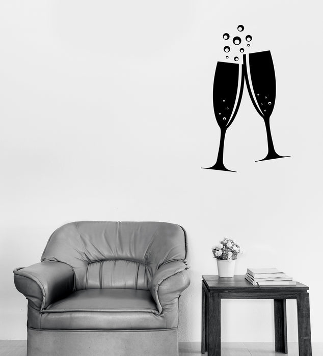 Vinyl Wall Decal Love Drink Glass Holiday Vacation Shampagne Wine Unique Gift (n1850)