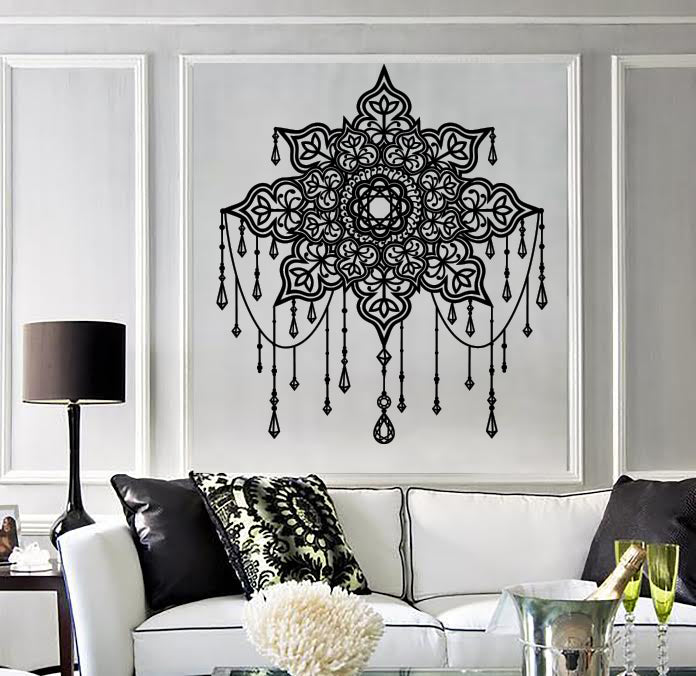 Wall Vinyl Decal Stickers Floral Ornament Mandala Beads Crystals Unique Gift (n1656)