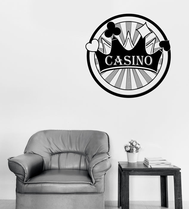 Wall Vinyl Decal Playing Cards Crown Gambling Poker Casino Las Vegas Unique Gift (n1668)