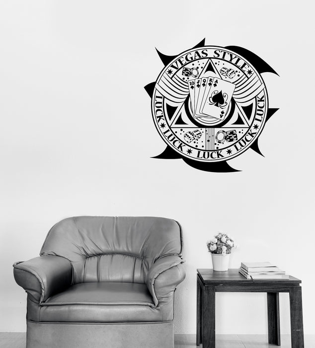 Vinyl Wall Decal Playing Cards Crown Poker Style Casino Las Vegas Unique Gift (n1669)
