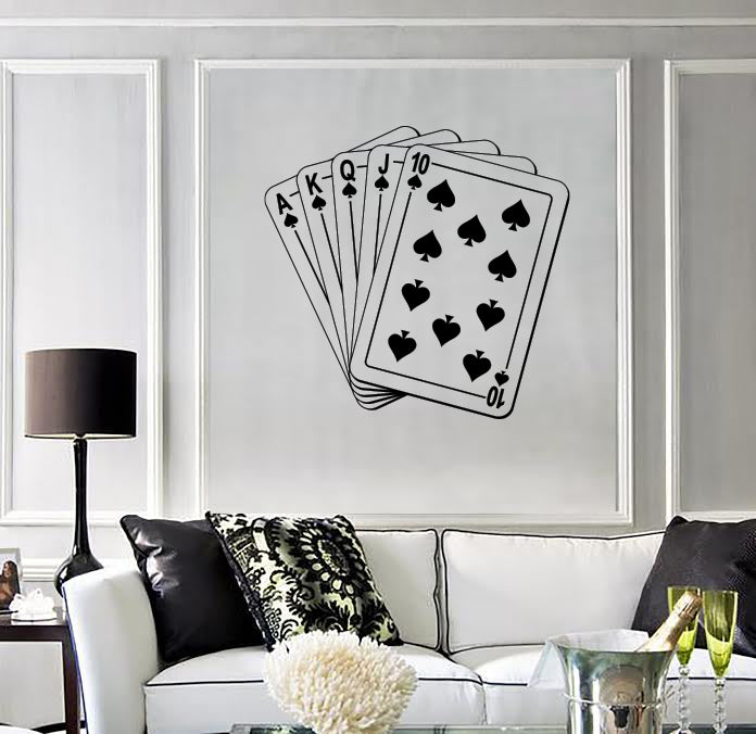 Wall Vinyl Decal Playing Cards Gambling Poker Casino Style Las Vegas  Unique Gift (n1671)