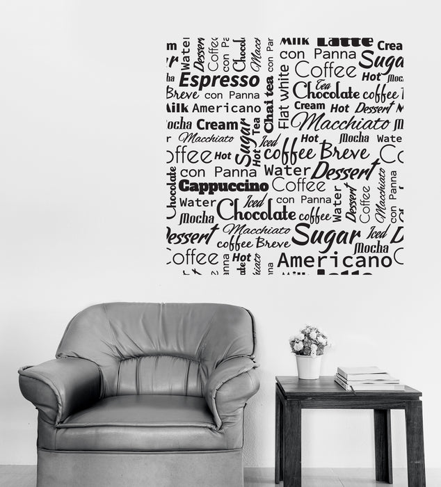 Wall Vinyl Decal Quote Words Coffee Dessert Tea Lettering Pattern Unique Gift (n1366)