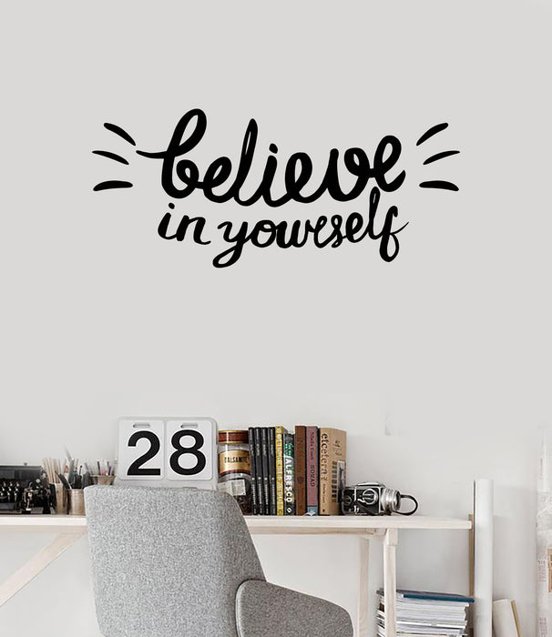 Vinyl Decal Wall Sticker Quotes Word Phrase Believe in Youself Unique Gift (n1461)