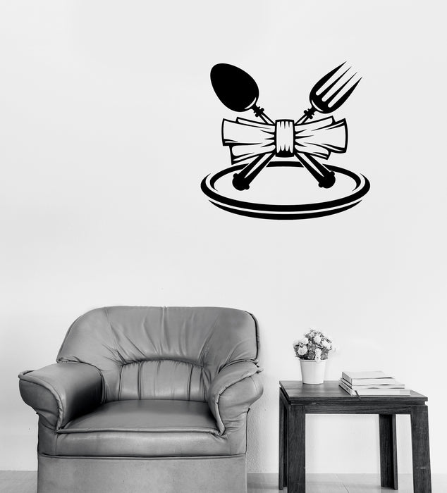 Wall Vinyl Decal Restaurant Menu Symbol Cafe Bar Decor Plate Spoon Fork Unique Gift (n1793)