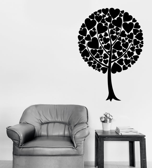 Vinyl Decal Wall Sticker Romantic Love Tree Leaves Hearts Decor Unique Gift (n1424)
