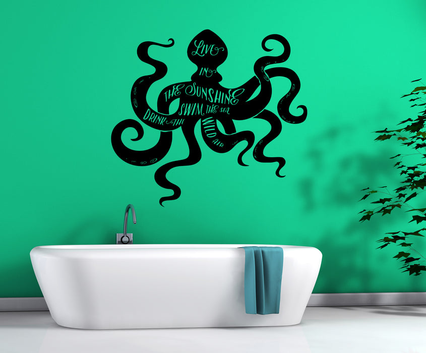 Wall Vinyl Decal Sea Animal Octopus Quote Words Motivation Stickers Unique Gift (n1912)