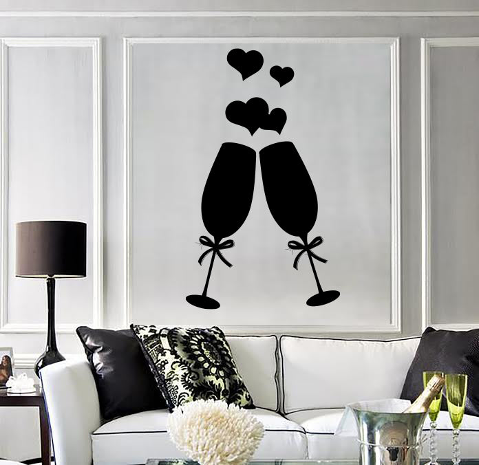 Vinyl Wall Decal Shampagne Glasses Love Happy Holiday Celebration Unique Gift (n1860)