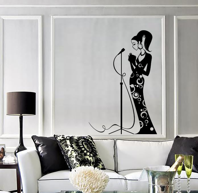 Wall Vinyl Decal Stickers Woman Singer Lady Slim Figure Music Song Jazz Unique Gift (n1673)