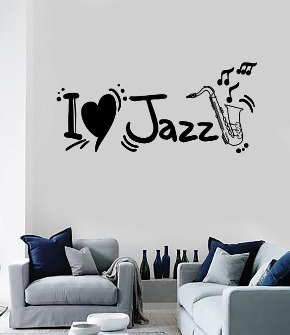 Wall Vinyl Decal Stickers Musical Words Saxophon I Love Jazz Blues Music Unique Gift (n1678)