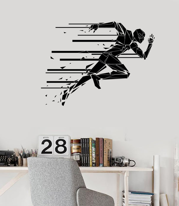 Wall Sticker Vinyl Decal Running Man Geometric Design Sport Decor Unique Gift (n1470)
