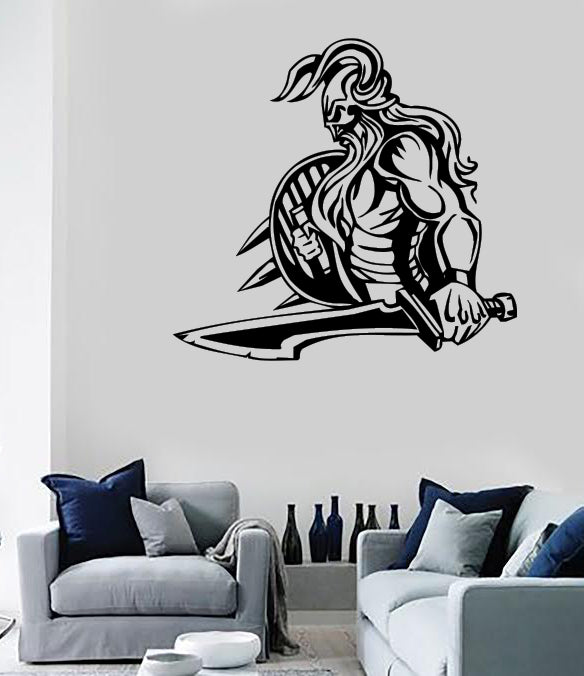 Vinyl Wall Decal Strongman Scandinavian Nordic Viking Warrior Sword Unique Gift (n1717)