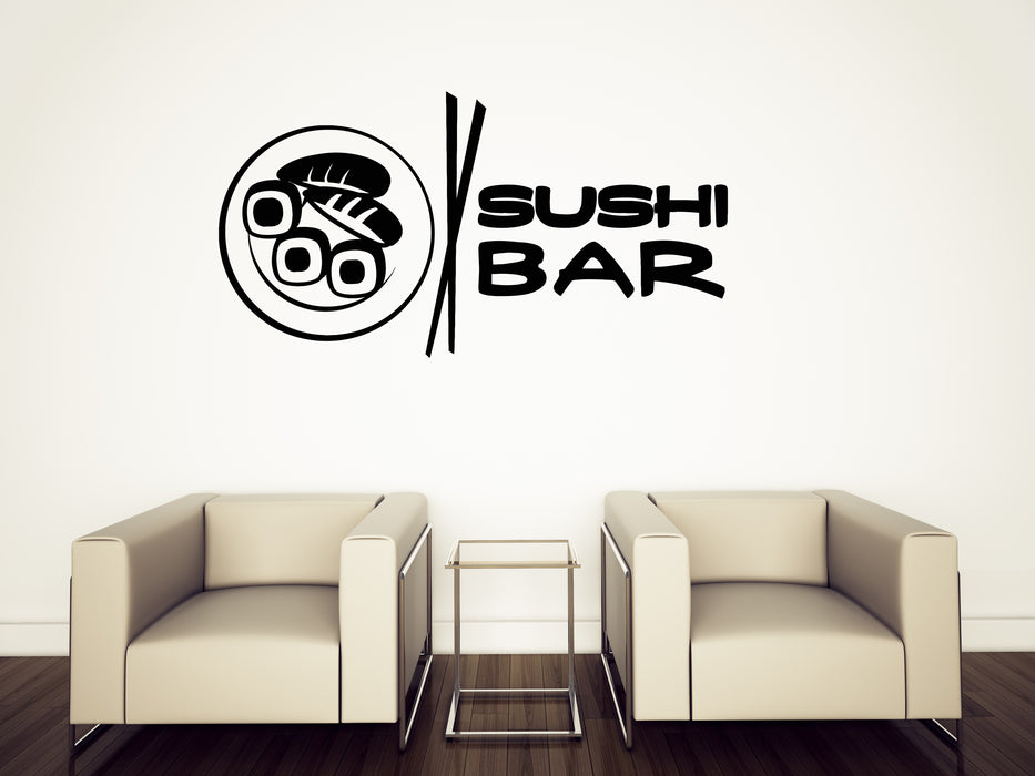 Vinyl Decal Wall Sticker Sushi Roll Japanese Food Restaurant Logo Icons Unique Gift (n1503)
