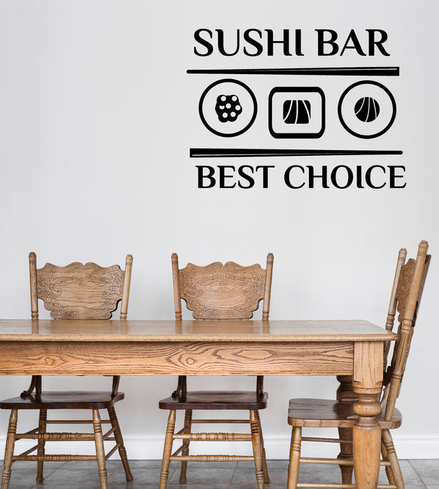 Wall Vinyl Decal Sushi Roll Japanese Food Restaurant Asian Cuisine Icons Unique Gift (n1512)