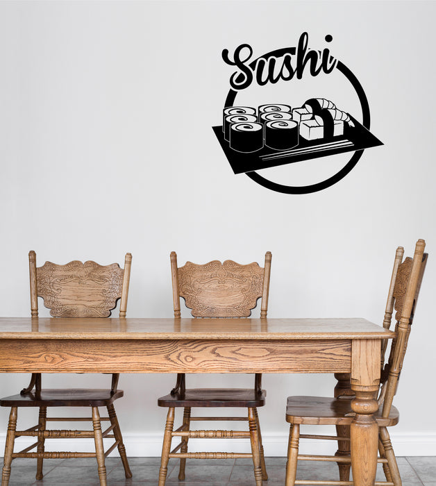 Wall Vinyl Decal Sushi Roll Japanese Food Restaurant Asian Cuisine Unique Gift (n1524)